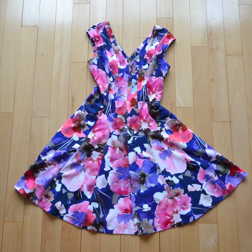 NWT Donna Karan Fit and Flare Sleeveless Dress Midi Floral Size 4